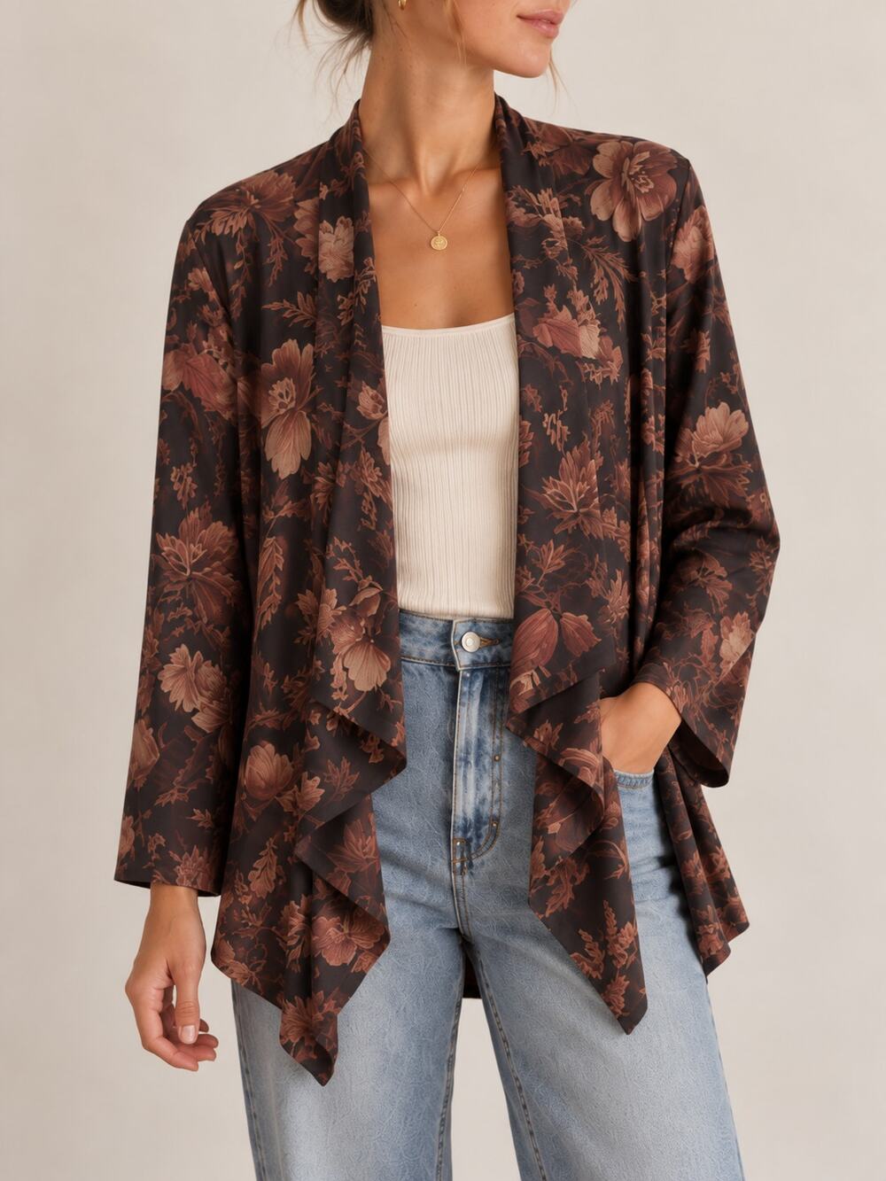 Soft Surroundings floral draped cardigan kimono